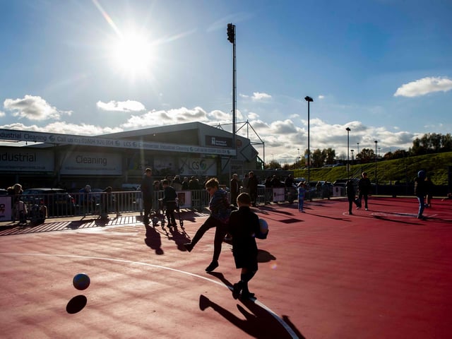 The new community all-weather pitch here at Sixfields was officially opened at Saturday’s Community Day game. Pictures by Kirsty Edmonds