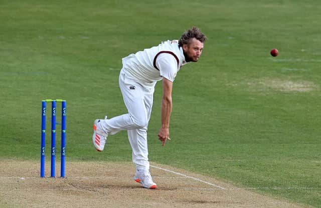 Gareth Berg in bowling action for Northamptonshire