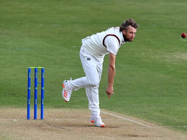 Gareth Berg in bowling action for Northamptonshire