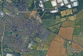 The Hampton Green residential estate will be located to the north of Newport Pagnell Road, south of Brackmills.
Credit: Google
