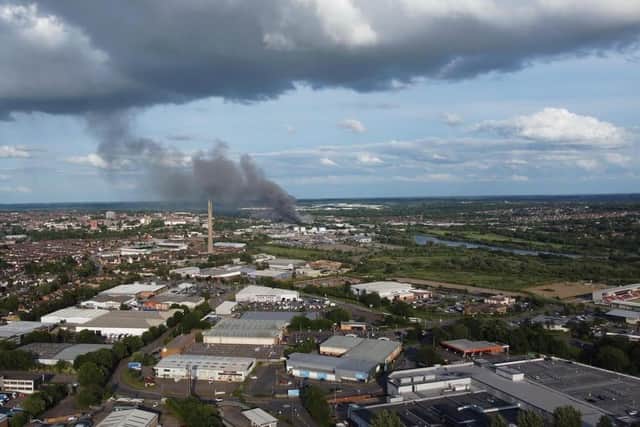 Smoke could be seen billowing across town during the Dunelm fire. Photo: James Brookes.