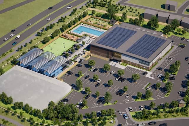 An artist's impression showing how the proposed David Lloyd leisure club at Overstone could look if approved. Image: David Lloyd Leisure