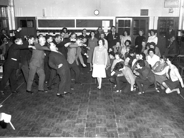 Northampton Gilbert and Sullivan Group rehearse of Princess Ida, April 26, 1965