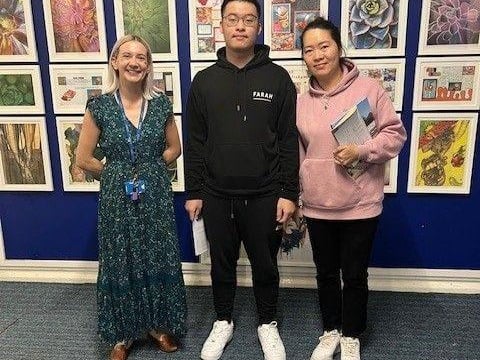 Nelson pictured with Miss Ayrton, Head of Year 11