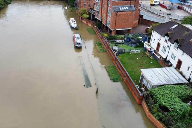 The sunken boat in the River Nene in Northampton. Photo: Matthew Fishlock.