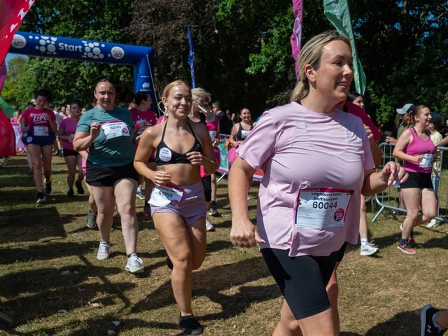 Runners taking part in the Pretty Muddy Race For Life at Abington Park in Northampton on Saturday, July, 11, 20026. Photo by David Jackson.