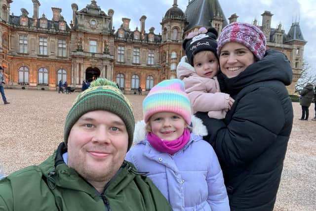 Rob and Kate Crussell, with their daughters two-year-old Chloe and seven-year-old Elsie.