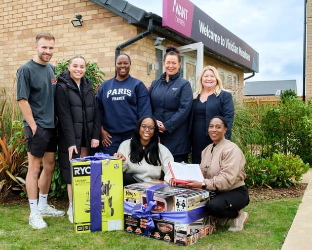 Winners – front, from left - Shantel Longmore and judge Janet Nesbeth; back, from left - Ryan Marshall, Sophie Hammerschmidt and Heather Duncan-Clayton with Avant Homes’ Lisa Lally and Helen Reagan