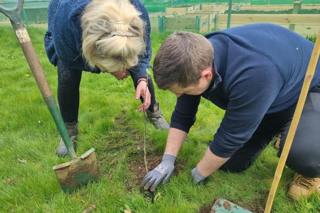 DWSM - Two members of David Wilson Homes South Midlands planting