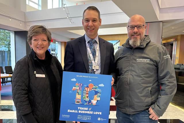 Councillor Jane Birch, Councillor Daniel Lister and Mark Mullen from Northampton BID at the networking event in Metro Bank.
