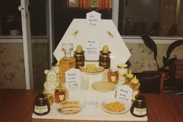 Arthur Gillett's honey collection display