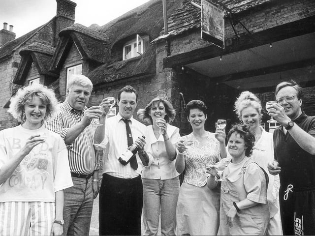 Great Brington residents toast Princess Diana's birthday in June 1991 (a young Jo Whiley second from right)
