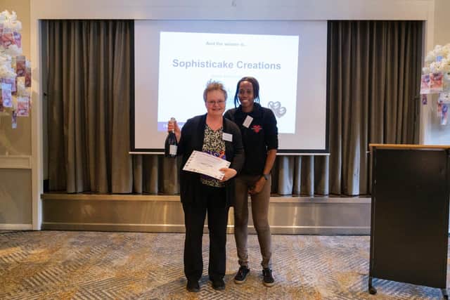 Mindy Robinson (L) from Sophisticake Creations with Lorraine Lewis from the Lewis Foundation (R)