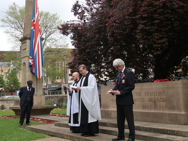 A flag raising service took place at The Guildhall, followed by service in the memorial gardens at All Saints Church, on Thursday May 8.