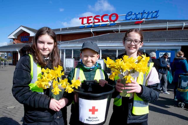 Abbey Primary School's choir and African drumming group took to Tesco Mereway on March 31, 2022 to raise money for the British Red Cross.