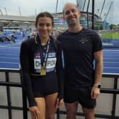 British triple-jump champion Georgie Forde-Welles pictured with her former Rugby & Northampton coach James Wright