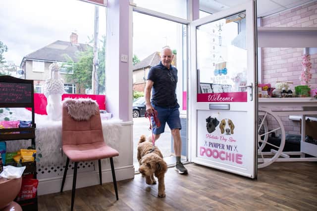 The business offers holistic dog spa and dental treatments, dog sitting, walking and a popular wedding chaperone service. Photo: Corrine West Photography.