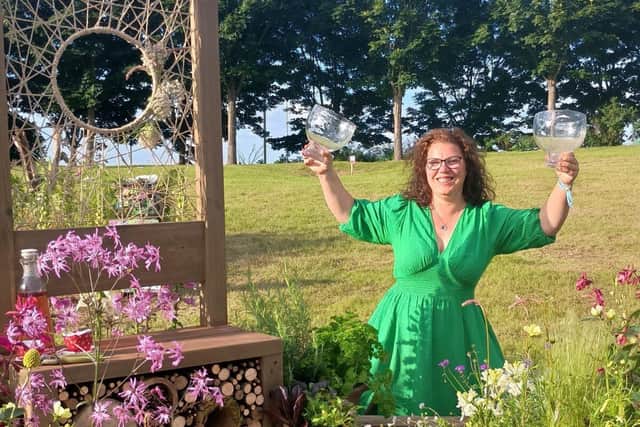 Leanne Wood with her awards and Border
