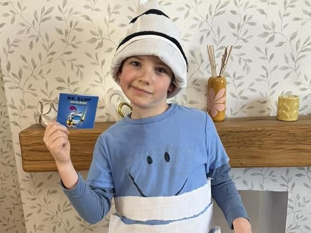 Sebastian, aged eight, as Mr Bump.