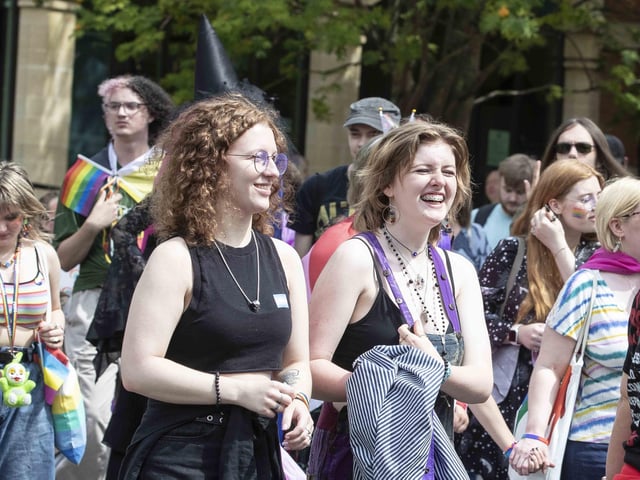 A parade made its way through the town centre before finishing at the university's Waterside campus as Northampton Pride took place on Saturday July 8, 2023.