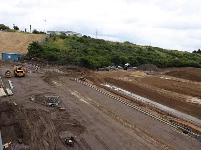 Parking spaces and a new service road are being put in behind the East Stand