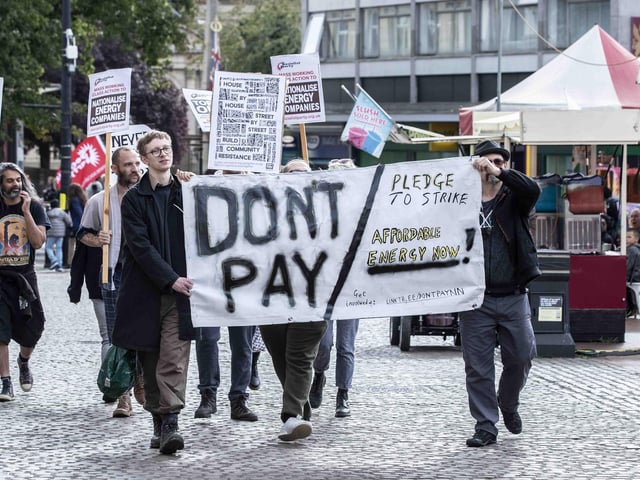 Protestors gathered in Market Square on Saturday (October 1) to demonstrate against the rising energy prices and cost of living crisis. There was also a symbolic bill burning.