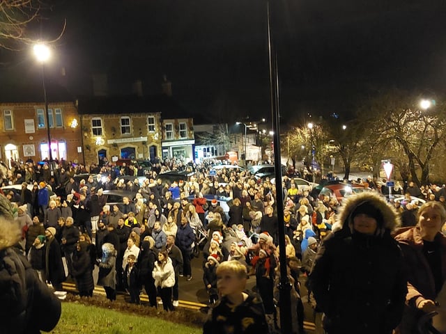 Earls Barton celebrates Christmas Eve in the Square - People were mesmerised by the fireworks display