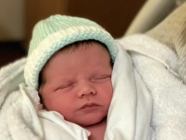 Alfred James born at 10.22pm on January 13, weighing 7lbs 4oz.