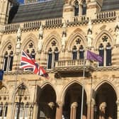 The Purple Flag outside the Guildhall
