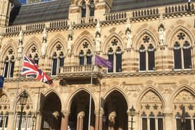 The Purple Flag outside the Guildhall