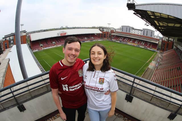 Cobblers fans Nicky and Ruby own a flat that overlooks Orient's ground. What a view!