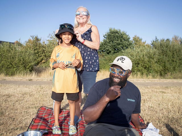 Families gathered at Upton Park on Wednesday night to watch the eclipse