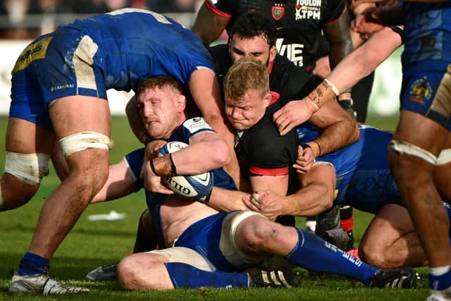 David Ribbans in action against Exeter last weekend (photo by CHRISTOPHE SIMON/AFP via Getty Images)