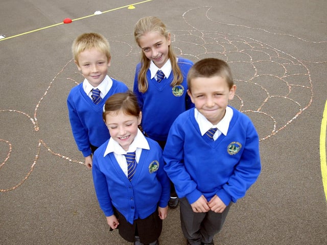 Preston Hedges Primary School, Wootton, Northampton made a fish out of coins on the playground for the charity, Wateraid.