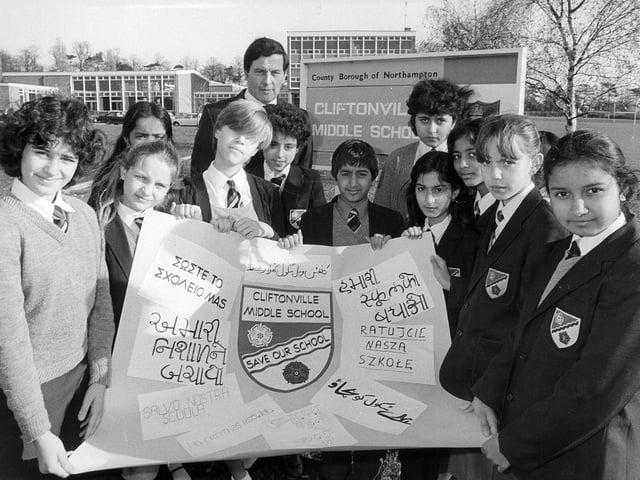 Cliftonville Middle School Banner written in 10 different languages