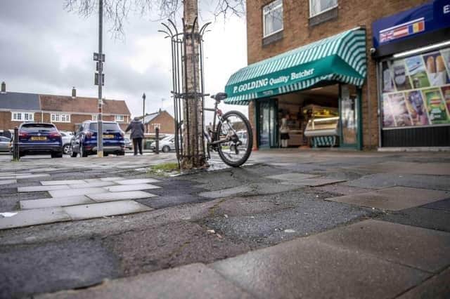 The paving issue at Limehurst Square shops was discussed at the council’s full budget meeting on February 22. Photo: Kirsty Edmonds.