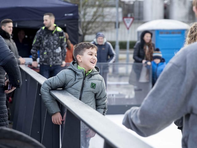 West Northamptonshire Council (WNC) has put on a free ice skating rink at the temporary market, as part of festivities in 2023.