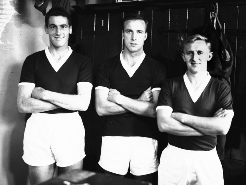 Cobblers players in the dressing room, Edwards, Dixon and Holton, before the Luton game, September 13, 1961