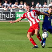 Tommy Fogarty's loan from Tamworth has been extended, keeping him at Brackley Town until November. (Photo credit: Pete Keen)