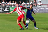 Tommy Fogarty's loan from Tamworth has been extended, keeping him at Brackley Town until November. (Photo credit: Pete Keen)