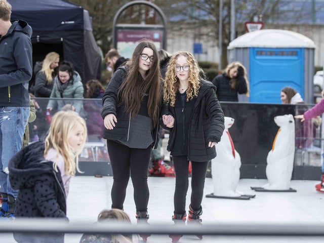 West Northamptonshire Council (WNC) has put on a free ice skating rink at the temporary market, as part of festivities in 2023.