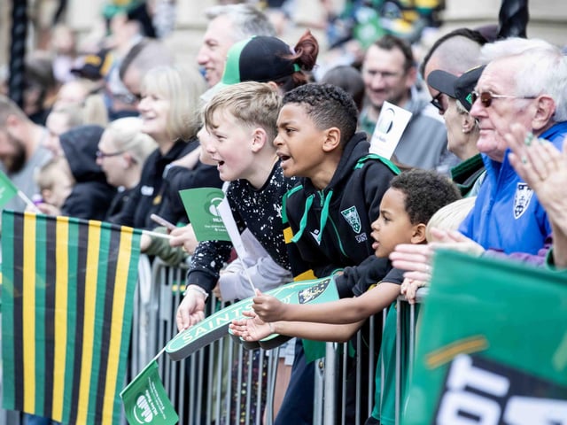 Saints players, coaches and staff celebrated with fans in Northampton town centre on Sunday (June 9) after winning the Gallagher Premiership title at Twickenham on Saturday (June 8).