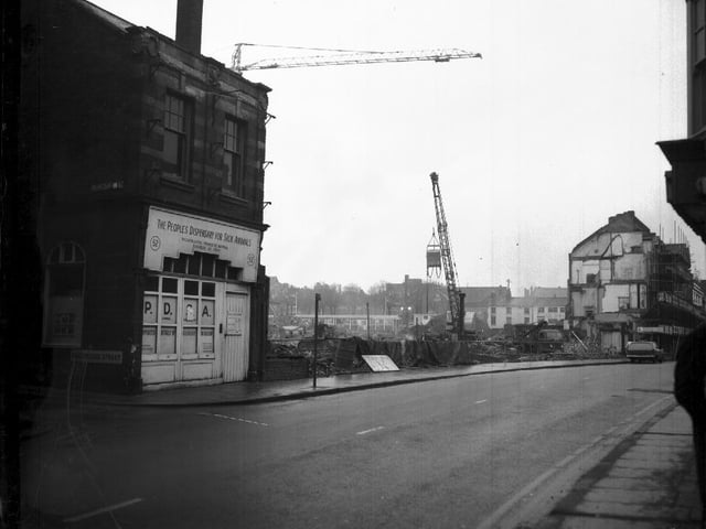 Demolition on Jan 21, 1970 Marefair Junction with Doddridge Street, Northampton town centre