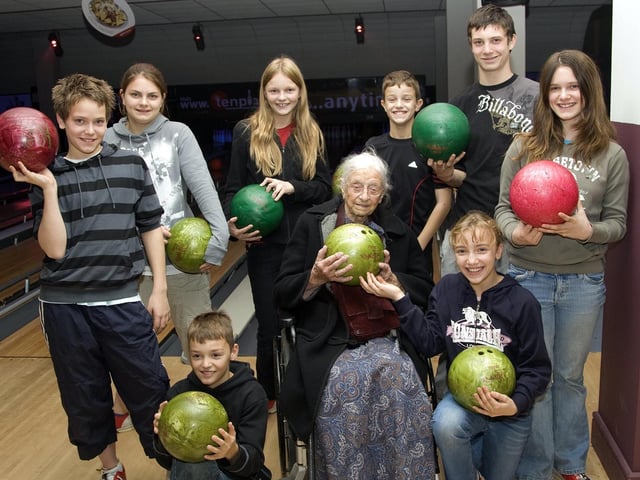 Marie Constable's 100th birthday celebration at Mega Bowl Northampton. Picture taken in 2007