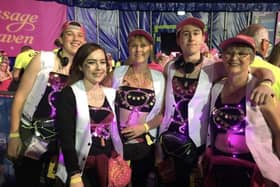 Lorraine (centre) at The MoonWalk London 2019, with family members including sons Harrison and Adam