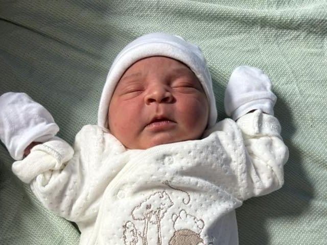 Kyrie born at 10.37am on August 17 at Northampton General Hospital, weighing 6lbs 7oz.