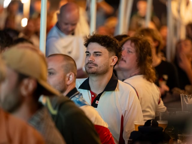 Football fans watching England vs Norway in the garden of The Black Prince in Northampton on Saturdy, July 11, 2026. Photo by David Jackson.