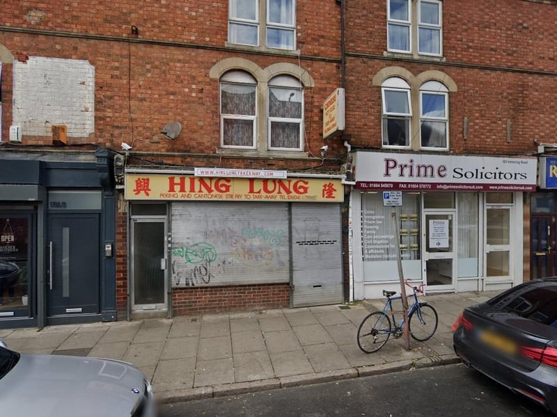 Hing Lung Takeaway in Kettering Road was given a one star food hygiene rating at its last inspection on 25 January.