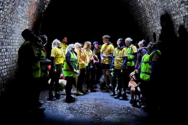 Tunnel Trek Participants in the Kelmarsh Tunnel