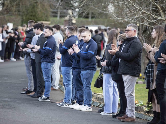Hundreds gathered to pay their respects to the 20-year-old amateur footballer who tragically died last month
